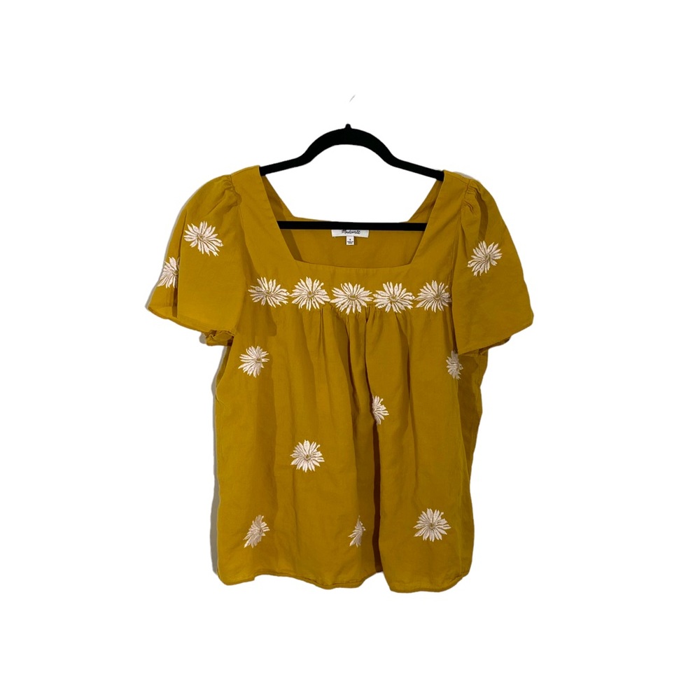 MADEWELL Yellow Floral Embroidered Short Sleeve Butterfly Top - Picture 2 of 7